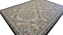 Vintage French Aubusson-style flatweave Tan Brown Gold Wool 6'3''x8'10''