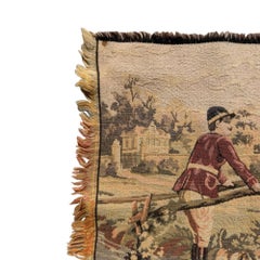 Vintage-Jacquard-Wandteppich im französischen Aubusson-Stil mit pastoralem Liebespaar-Motiv