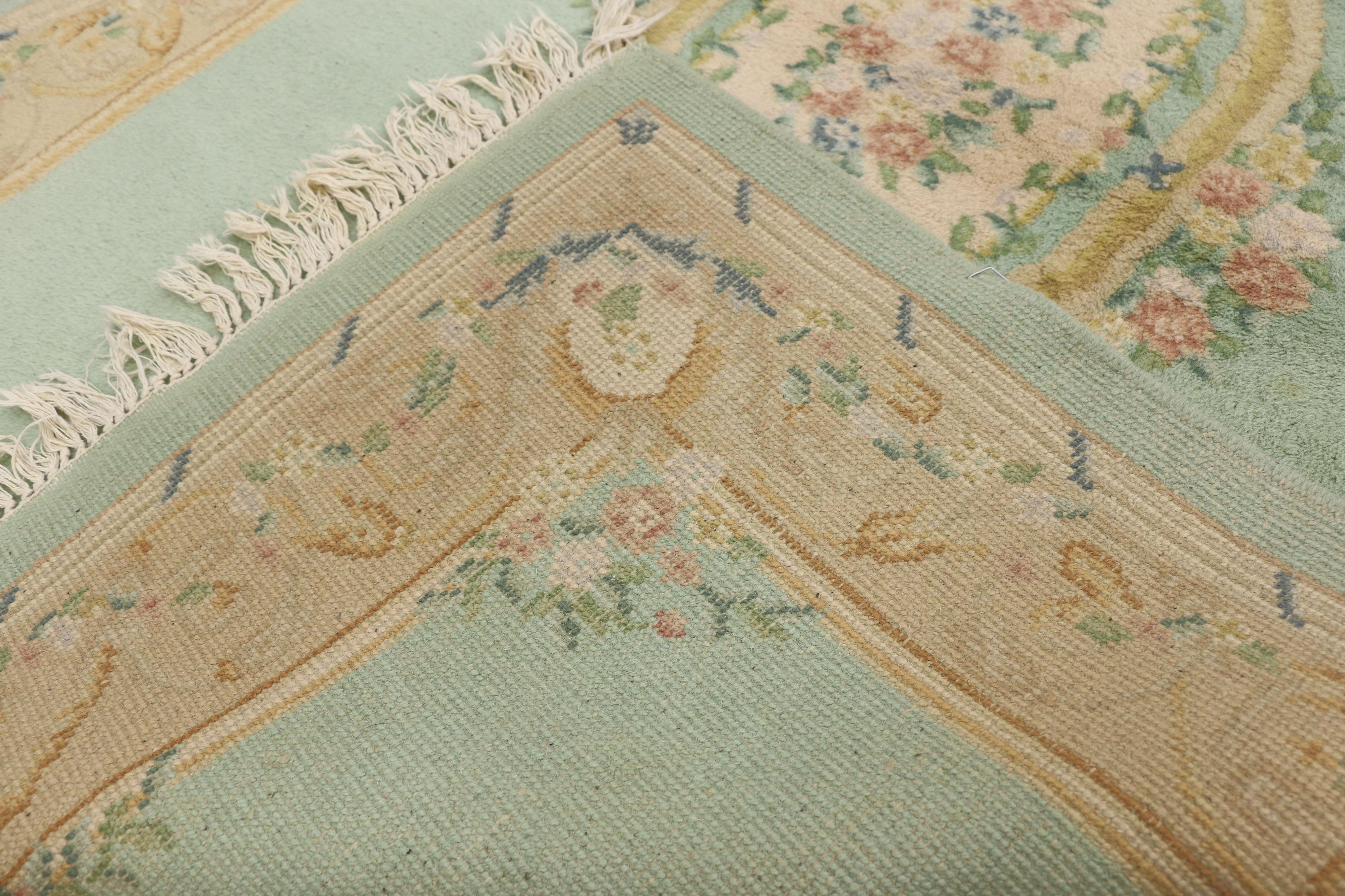 Indian Vintage French Aubusson Style Rug with French Rococo Georgian Style