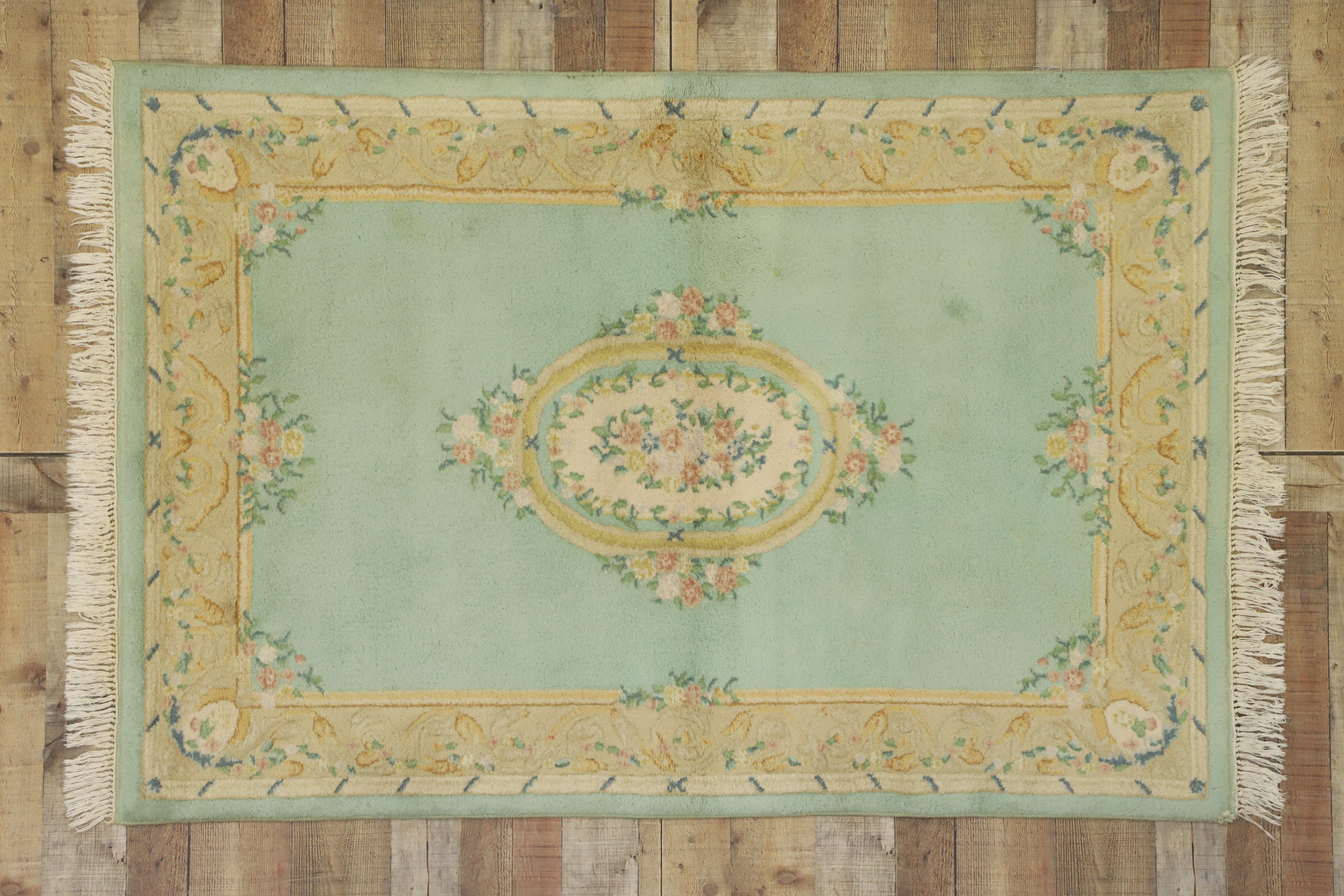 20th Century Vintage French Aubusson Style Rug with French Rococo Georgian Style