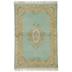 Vintage French Aubusson Style Rug with French Rococo Georgian Style