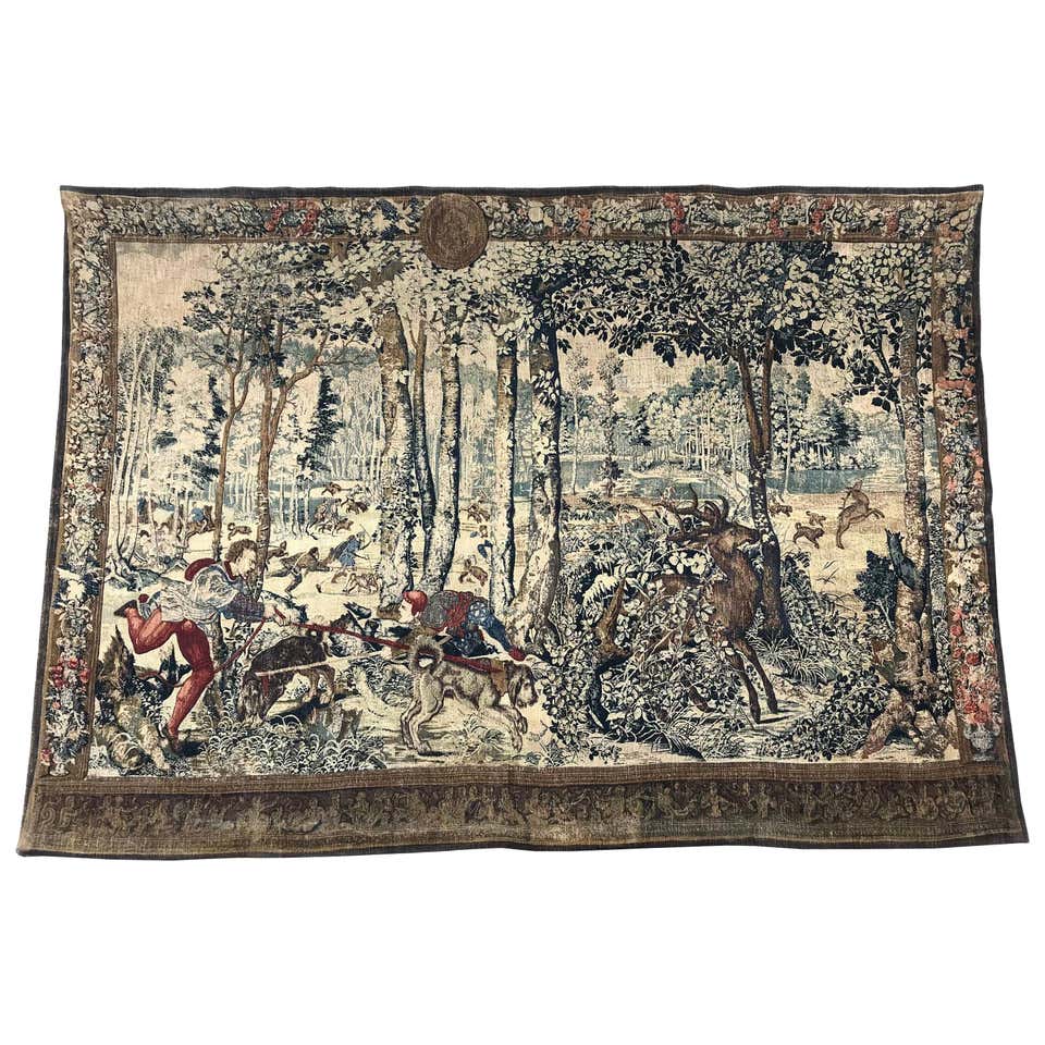 Vintage Belgian Venetian Renaissance Canal Scene Tapestry with Rococo ...