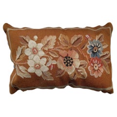Vintage French Aubusson Tapestry Style Needlepoint Lumbar Pillow