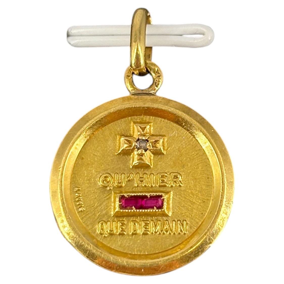 Vintage French Augis 18K Gold Médaille d'Amour Dated 1963 For Sale
