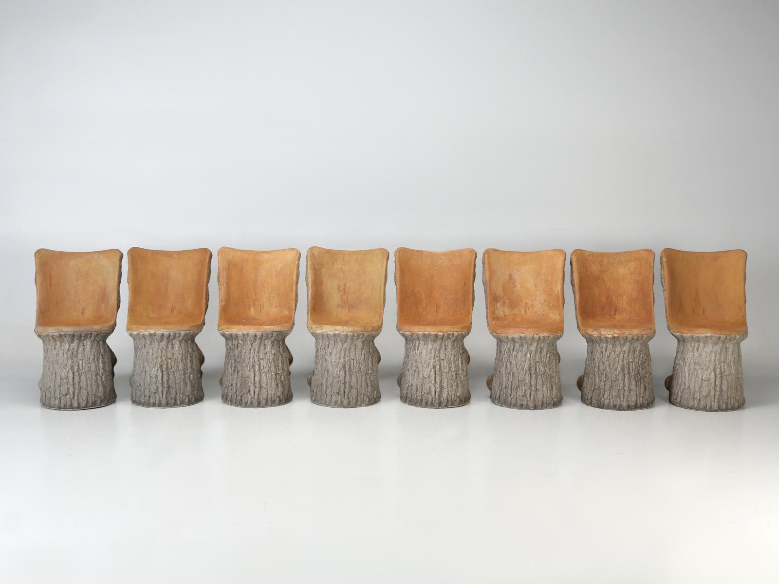 French garden chairs and they are actually comfortable. We commonly refer to this style as faux bois, (French for fake wood). The French have another word; rocailleurs, which is the art of covering a steel skeleton or birdcage with concrete and