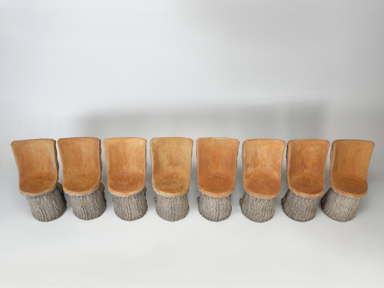 Concrete Vintage French Authentic Faux Bois Chairs Offered Individually or in Sets