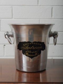Vintage French Autréau de Champillon Aluminum Champagne Bucket with Ring Handles