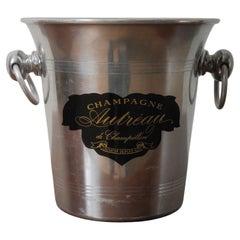 Vintage French Autréau de Champillon Aluminum Champagne Bucket with Ring Handles