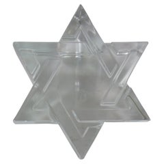 Vintage French Baccarat Crystal Jewish Star of David Paperweight Judaica