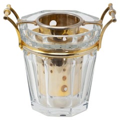 Vintage French Baccarat Gold Plated Champagne Wine Cooler with Original Liner