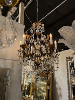 Vintage French Bagues Tole and Crystal Chandelier