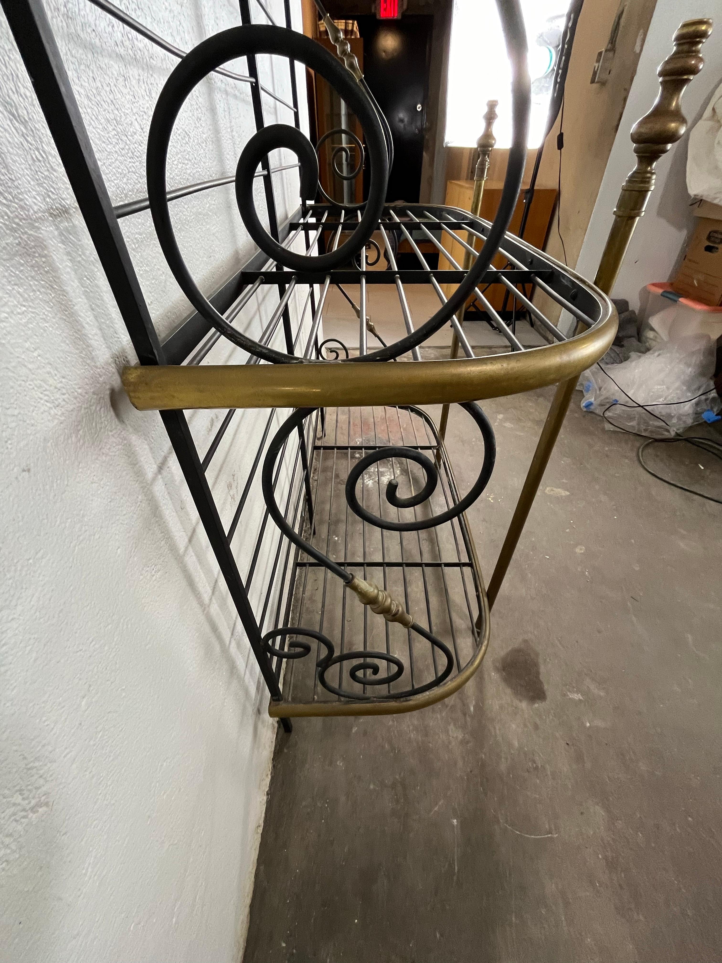 French Provincial Vintage French Baker's Rack Iron and Brass For Sale