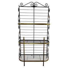 Vintage French Baker's Rack Iron and Brass