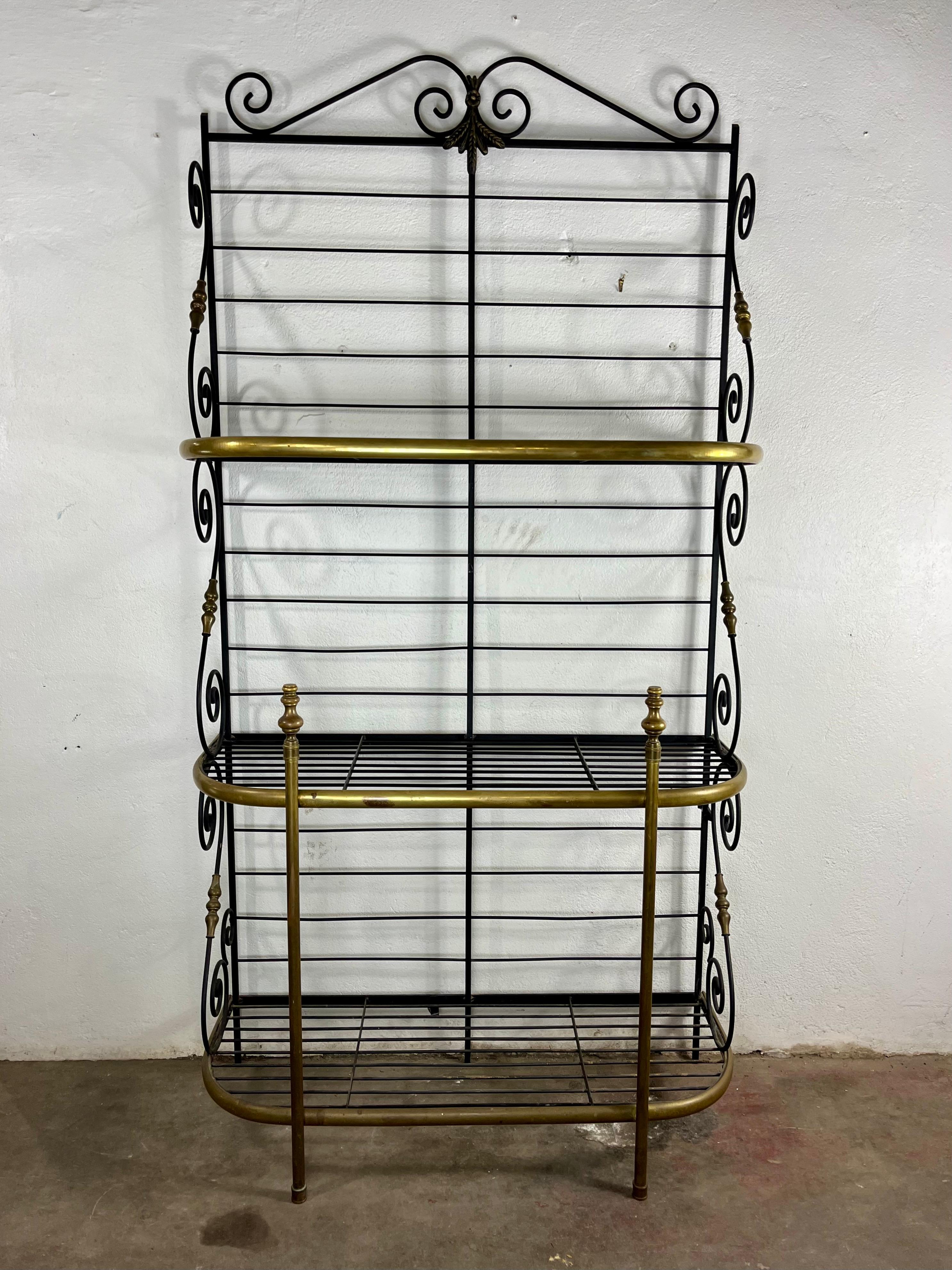 French Bread Racks Vintage French Baker's Rack Iron and Brass For Sale at 1stDibs