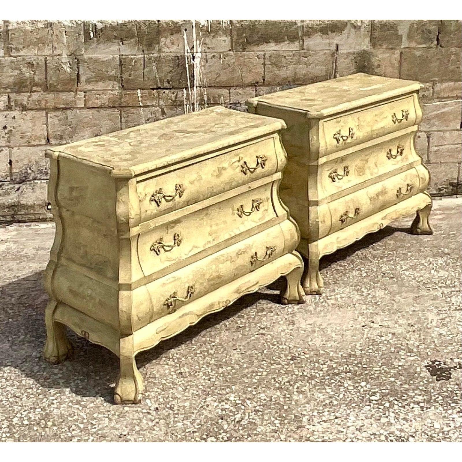 Vintage French Ball and Claw Bombe Chests of Drawers - a Pair In Good Condition For Sale In west palm beach, FL