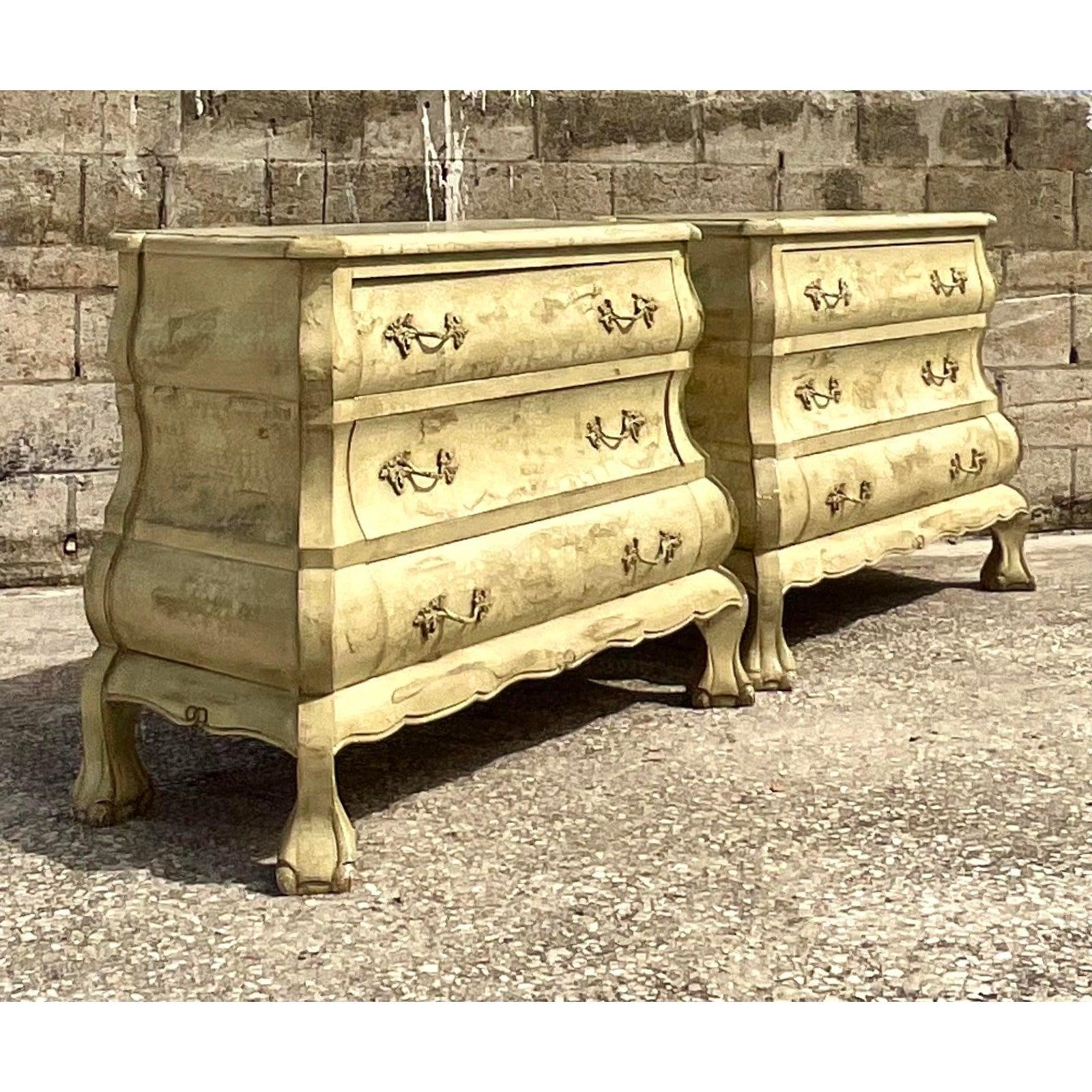 20th Century Vintage French Ball and Claw Bombe Chests of Drawers - a Pair For Sale