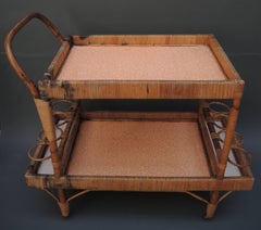 Vintage French Bamboo Bar Cart