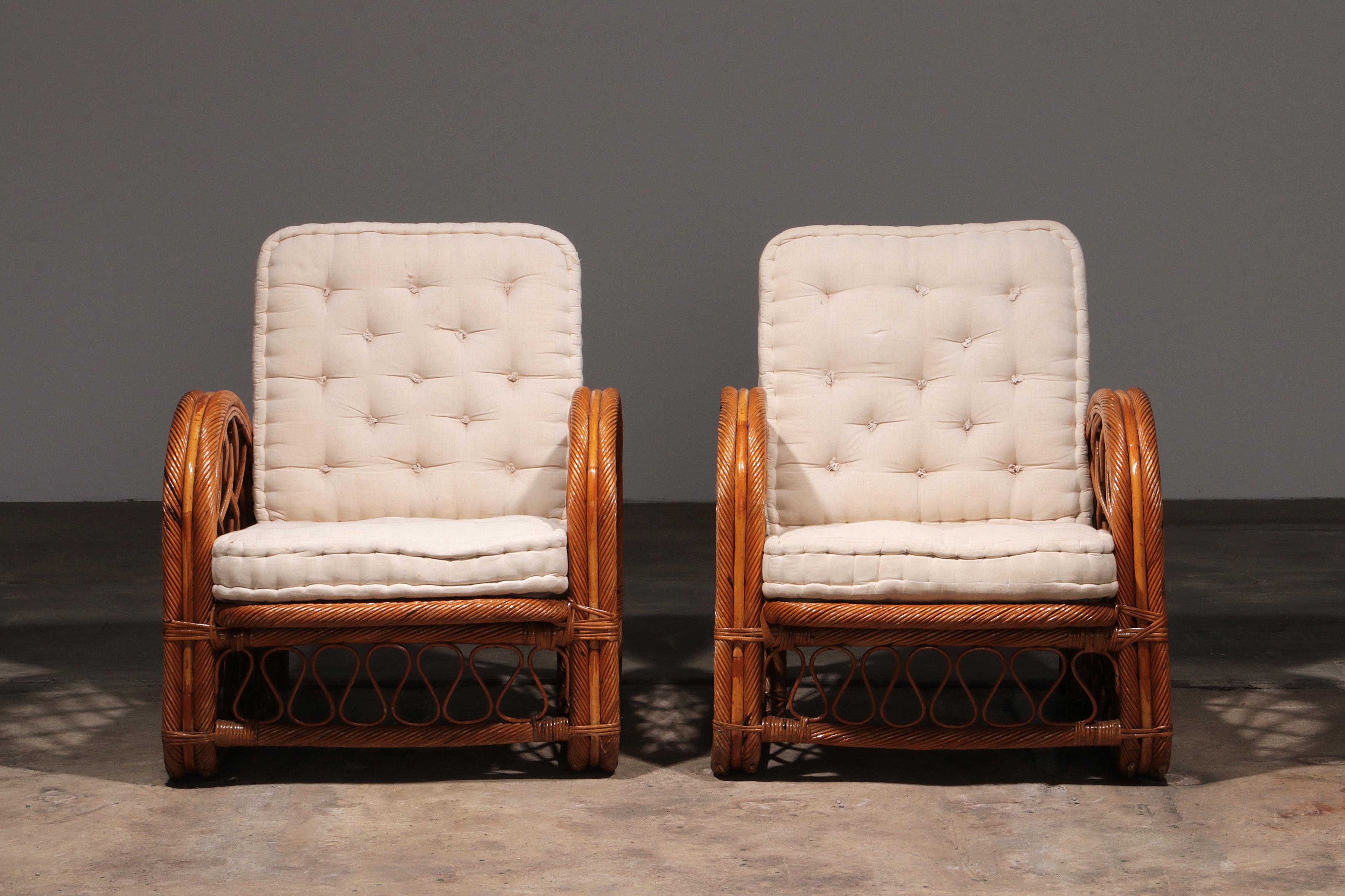 Vintage French Bamboo Lounge set, Paul Frankl style, 1960 4