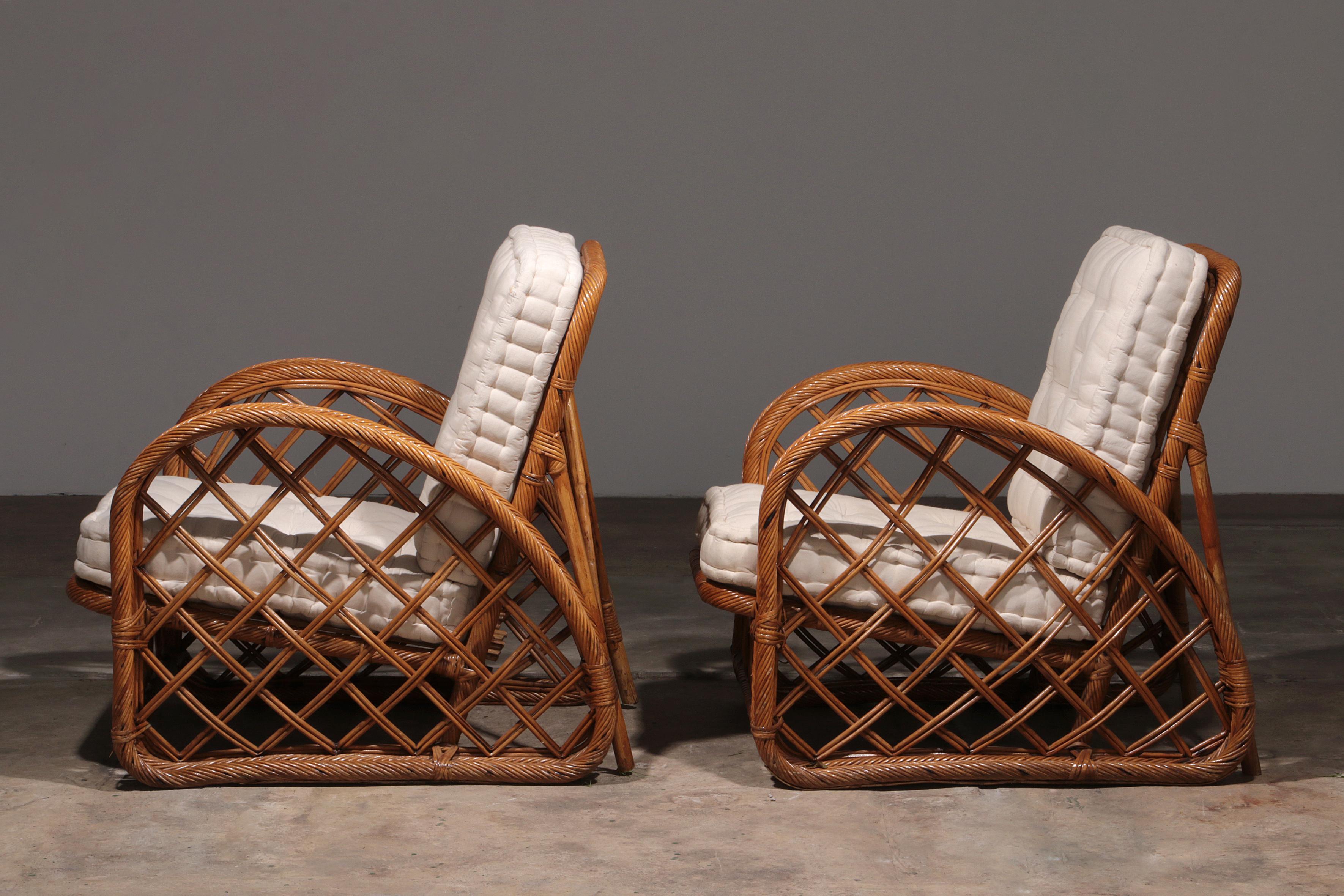 Vintage French Bamboo Lounge set, Paul Frankl style, 1960 5
