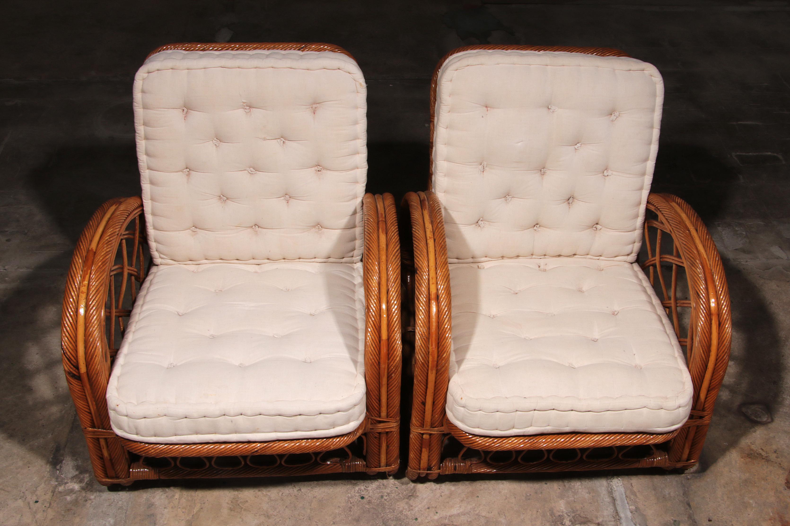 Vintage French Bamboo Lounge set, Paul Frankl style, 1960 8
