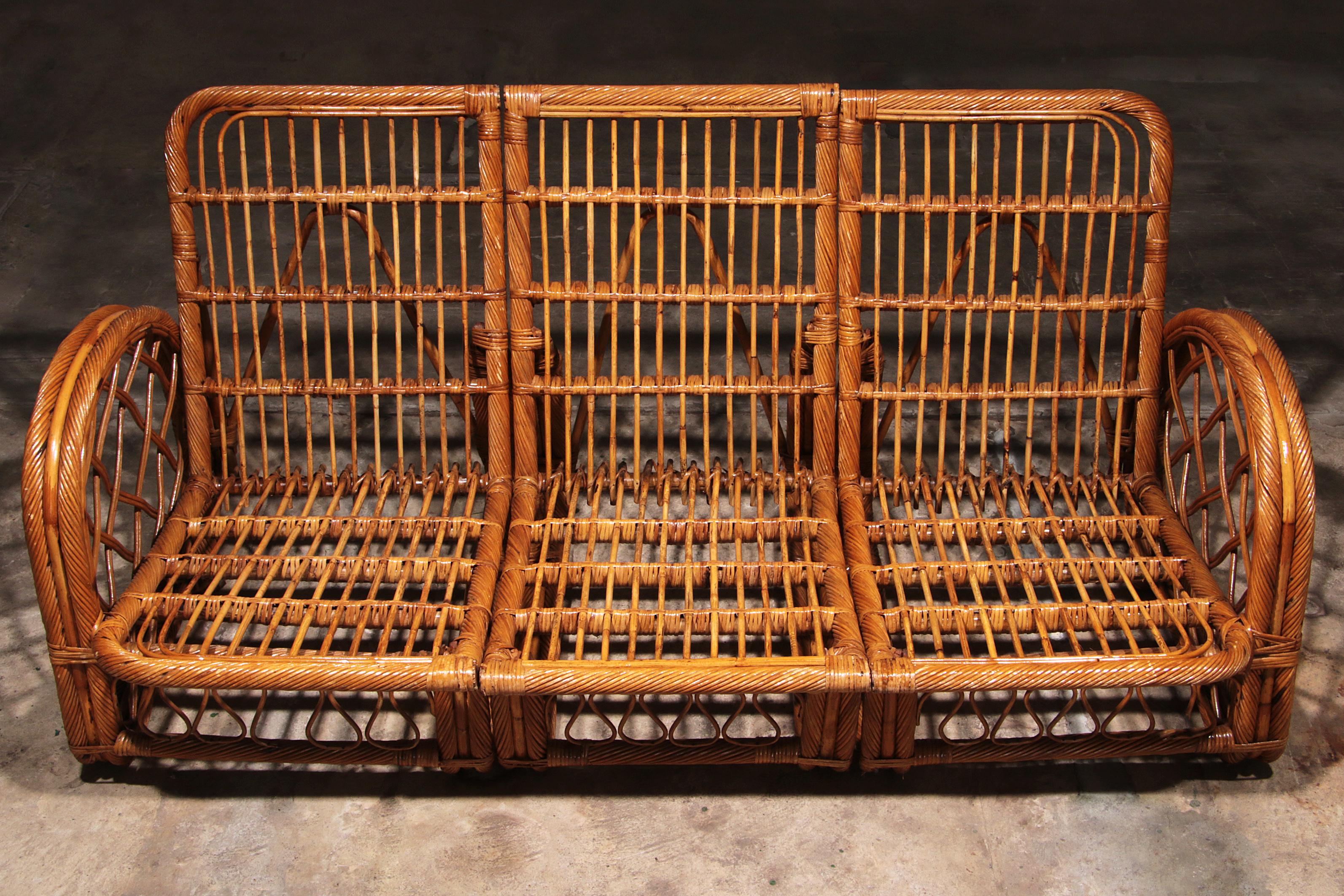 Vintage French Bamboo Lounge set, Paul Frankl style, 1960 1