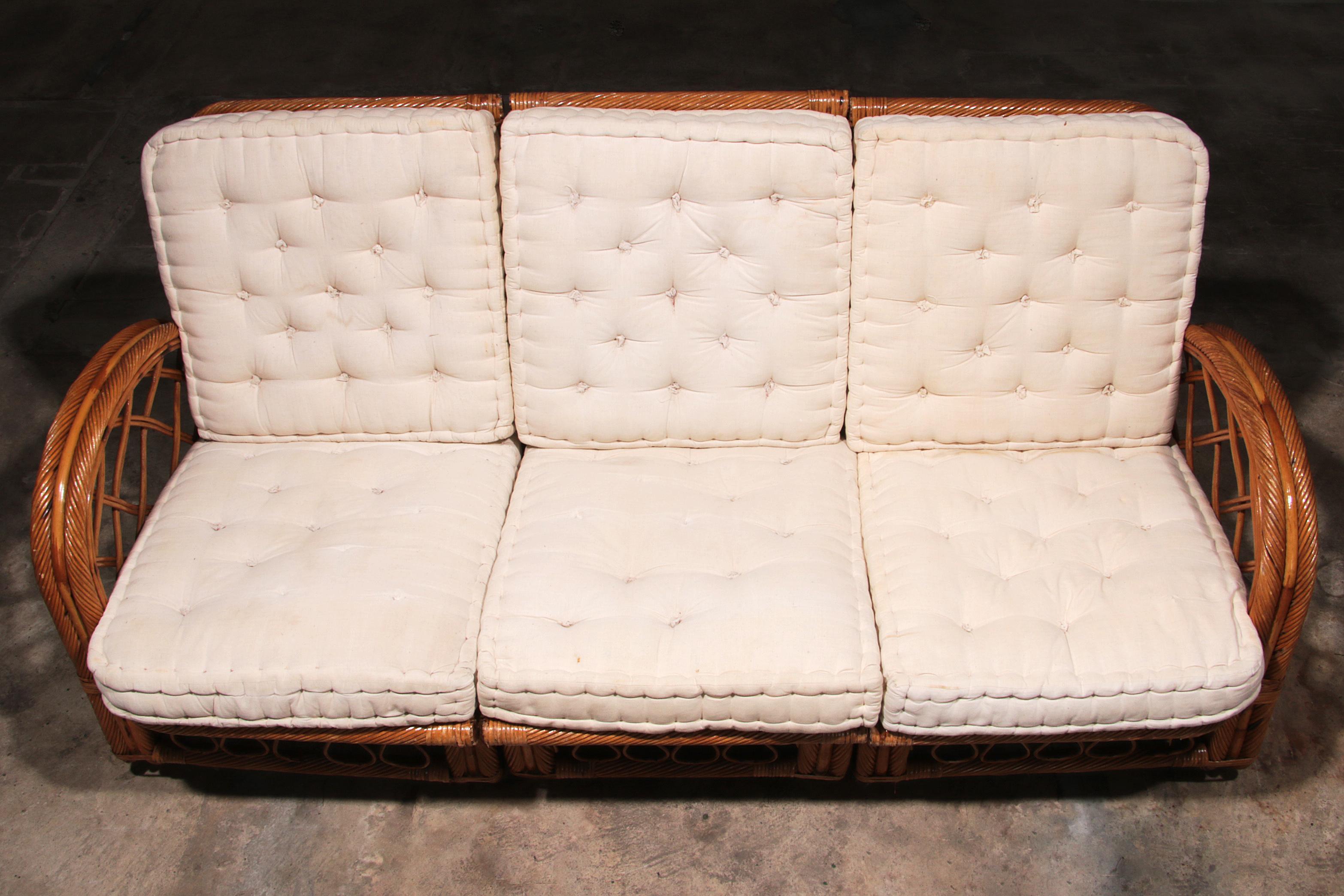 Vintage French Bamboo Lounge set, Paul Frankl style, 1960 2