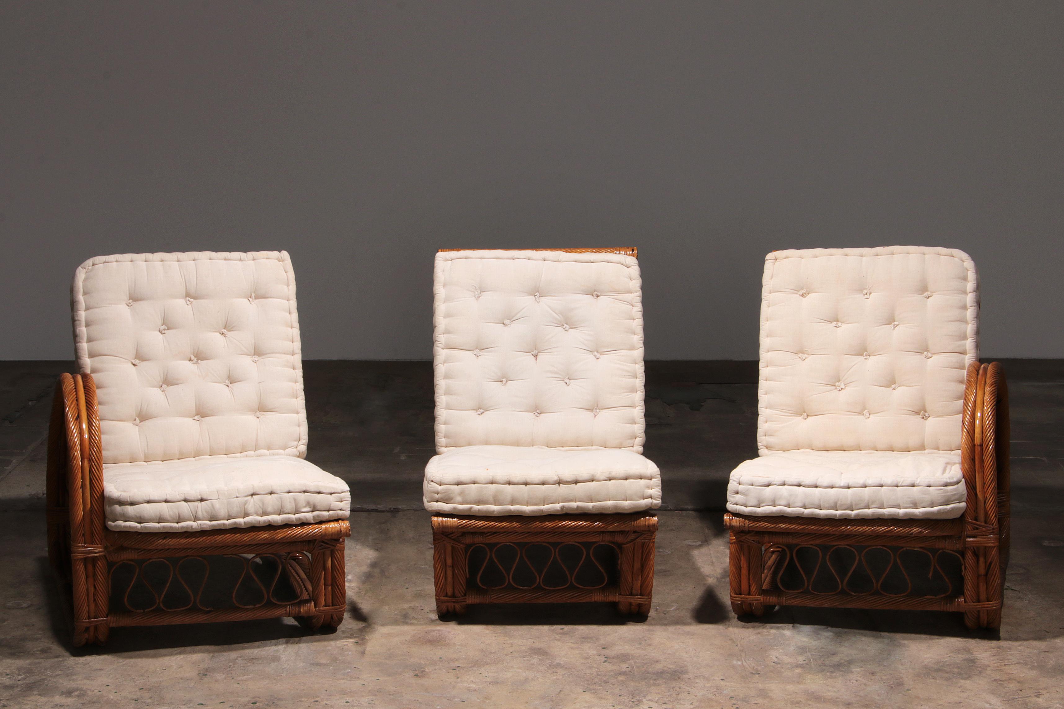 Vintage French Bamboo Lounge set, Paul Frankl style, 1960 3