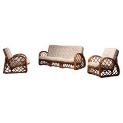 Vintage French Bamboo Lounge set, Paul Frankl style, 1960
