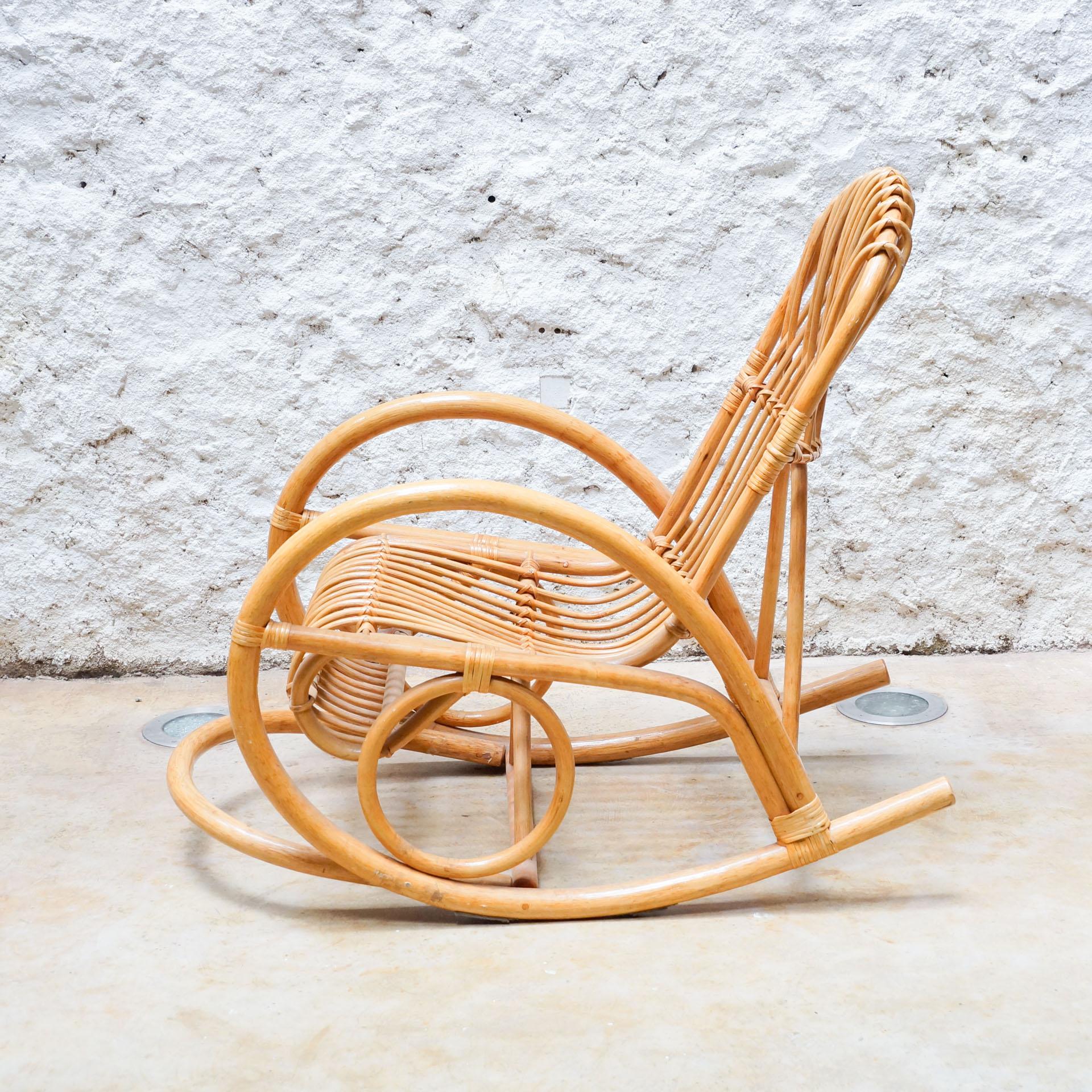 Mid-20th Century Vintage French Bamboo Rocking Chair, circa 1960