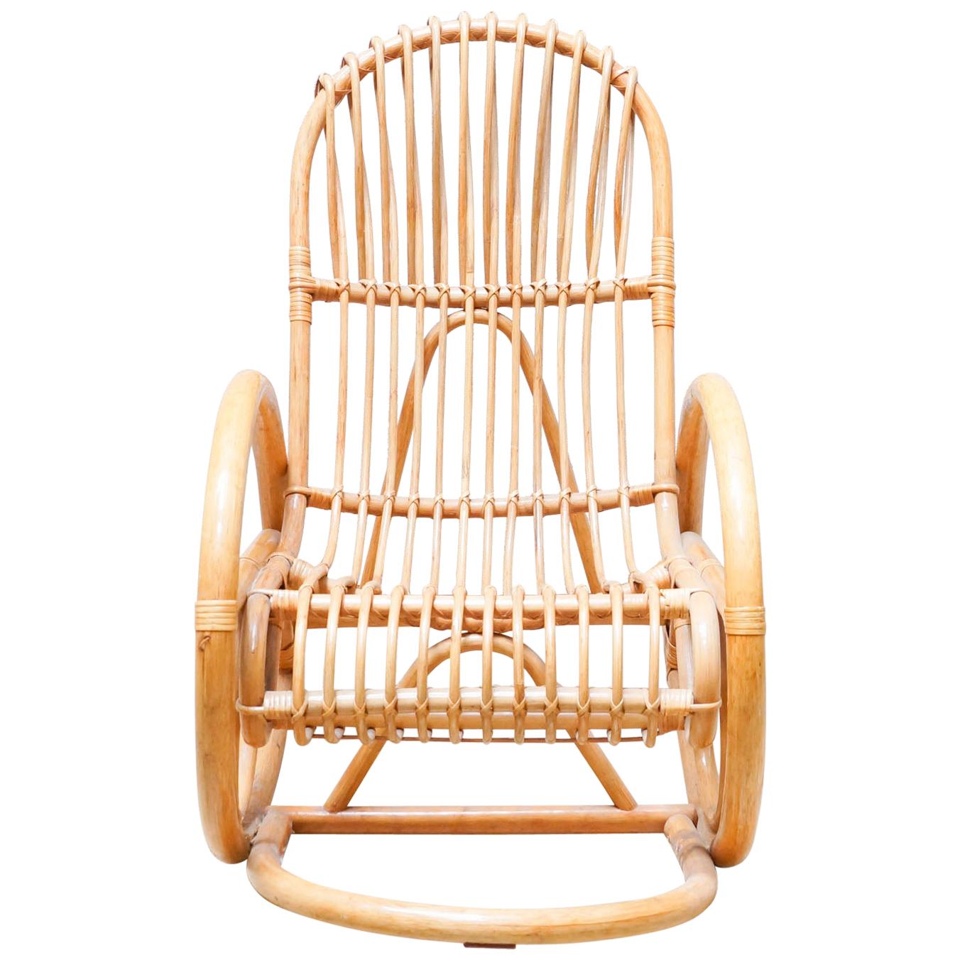 Vintage French Bamboo Rocking Chair, circa 1960
