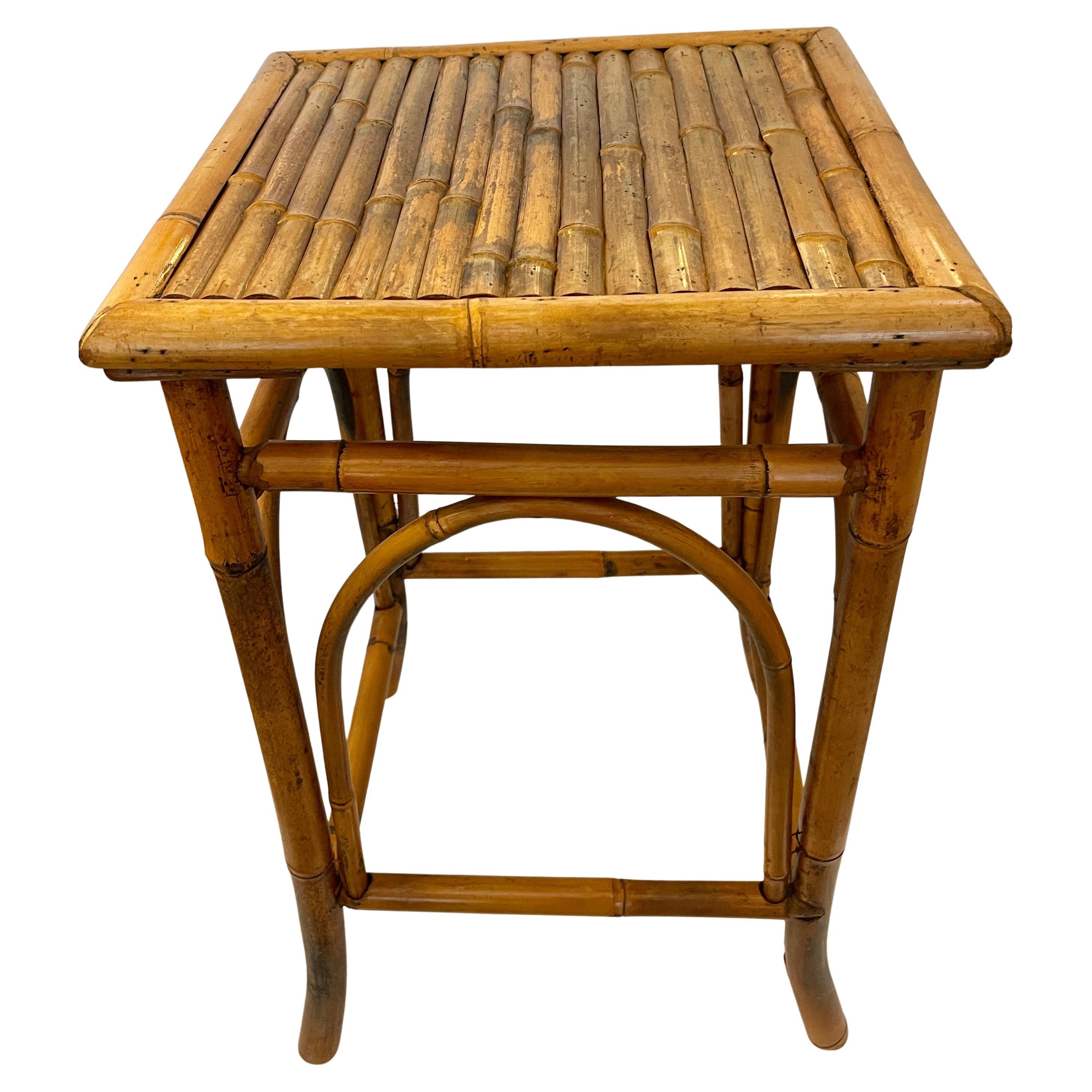 Vintage Französisch Bambus Beistelltisch