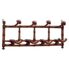 Vintage French bamboo wall coat rack with 8 hooks from Paris, 1960