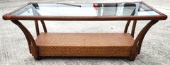 Vintage French Bamboo Wicker Coffee Table