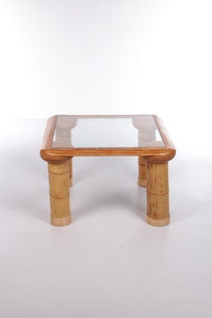 Vintage French Bamboo with Glass Coffee Table, 1970s