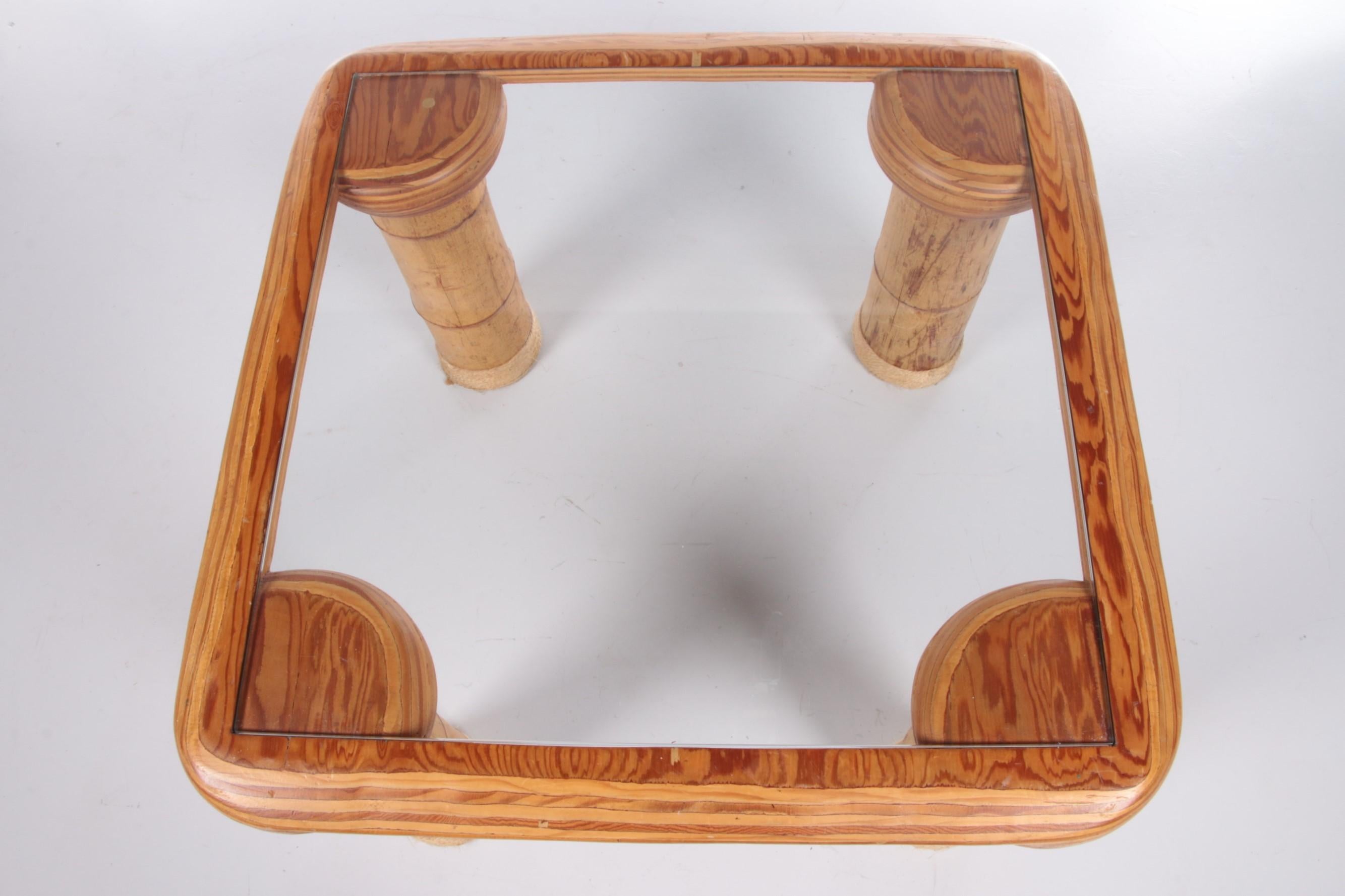 Vintage French Bamboo with Glass Coffee Table, 1970s For Sale 4