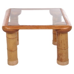 Used French Bamboo with Glass Coffee Table, 1970s