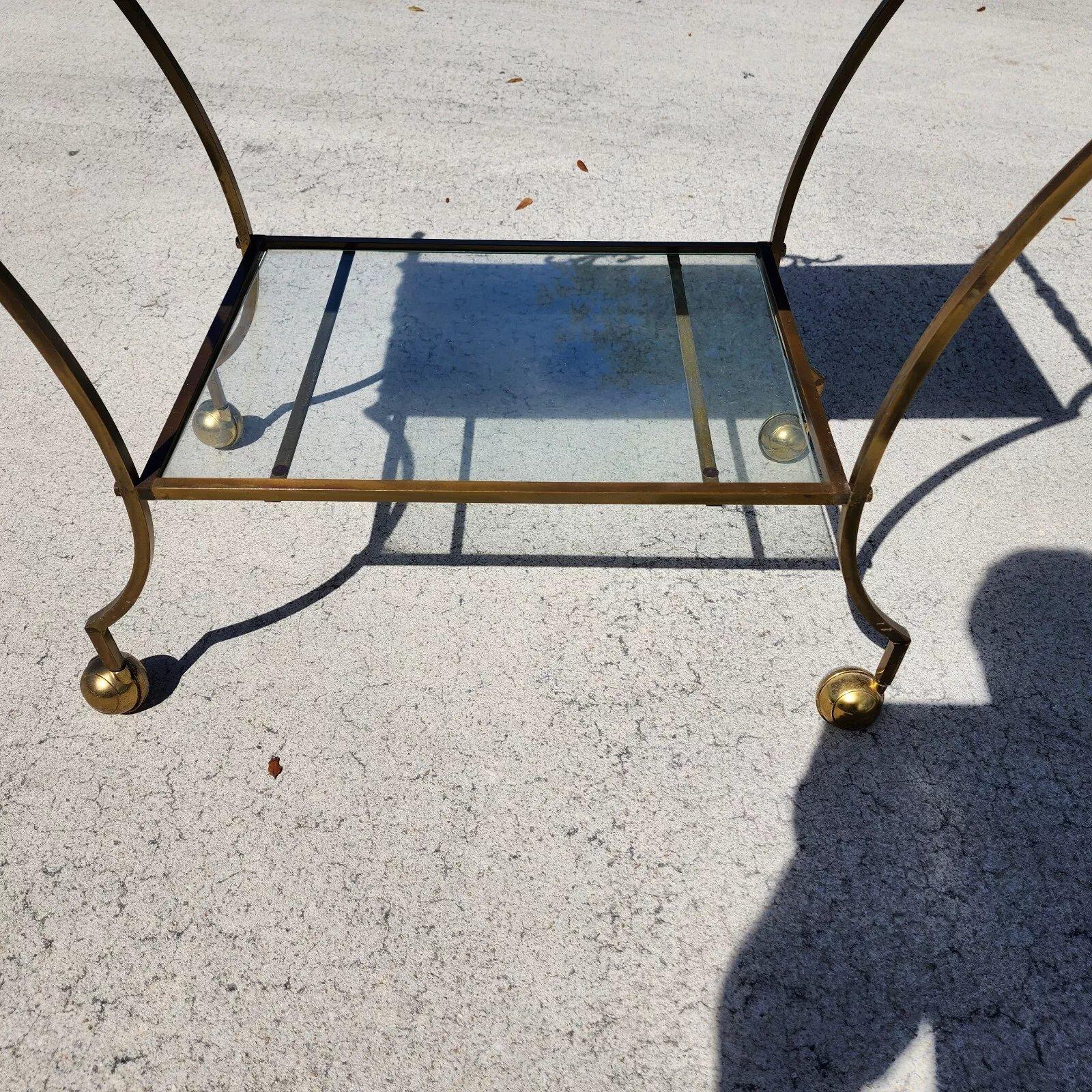 Laiton Chariot de service de bar français vintage en vente