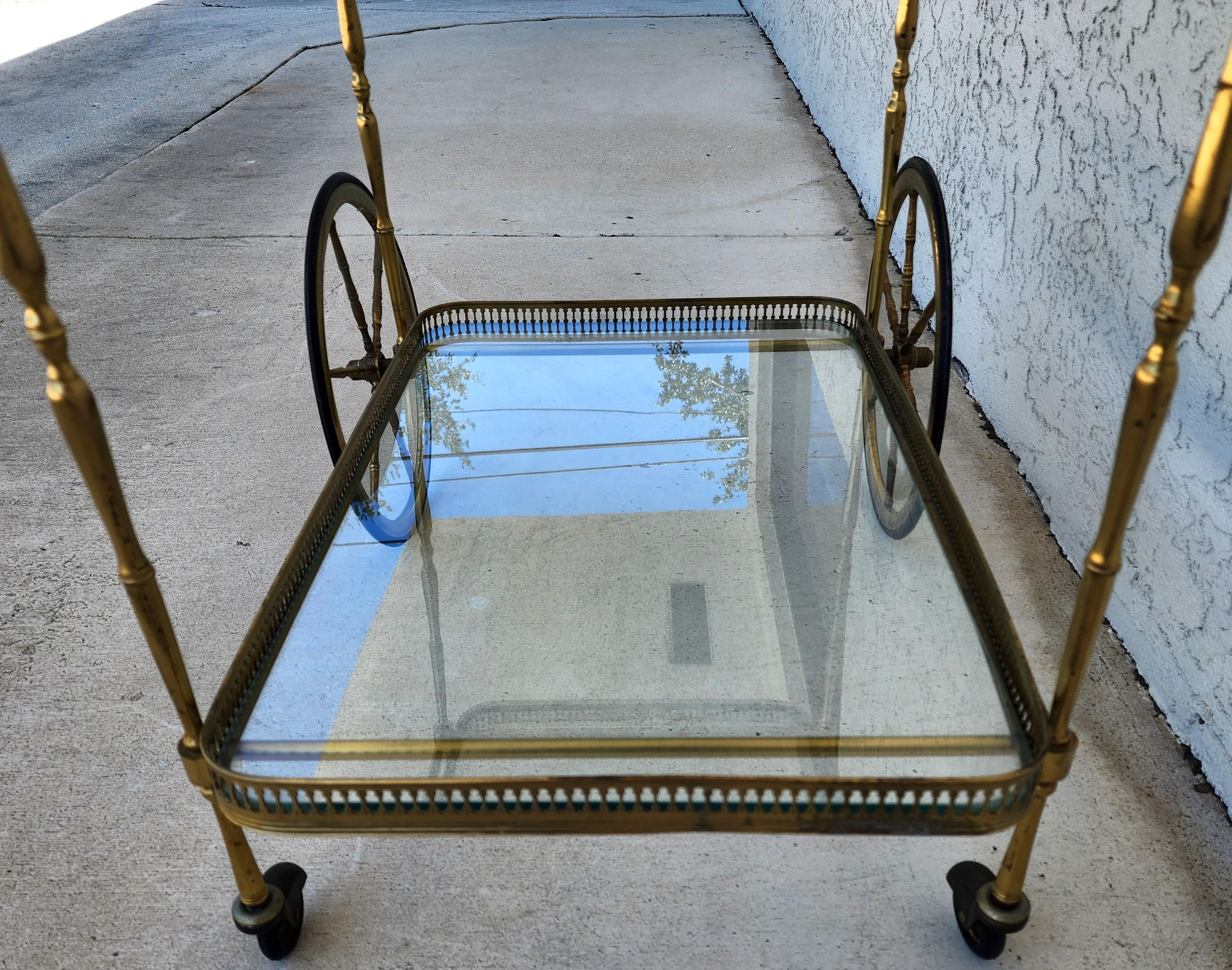 Vintage French Bar Serving Tea Cart with Serving Tray For Sale 6