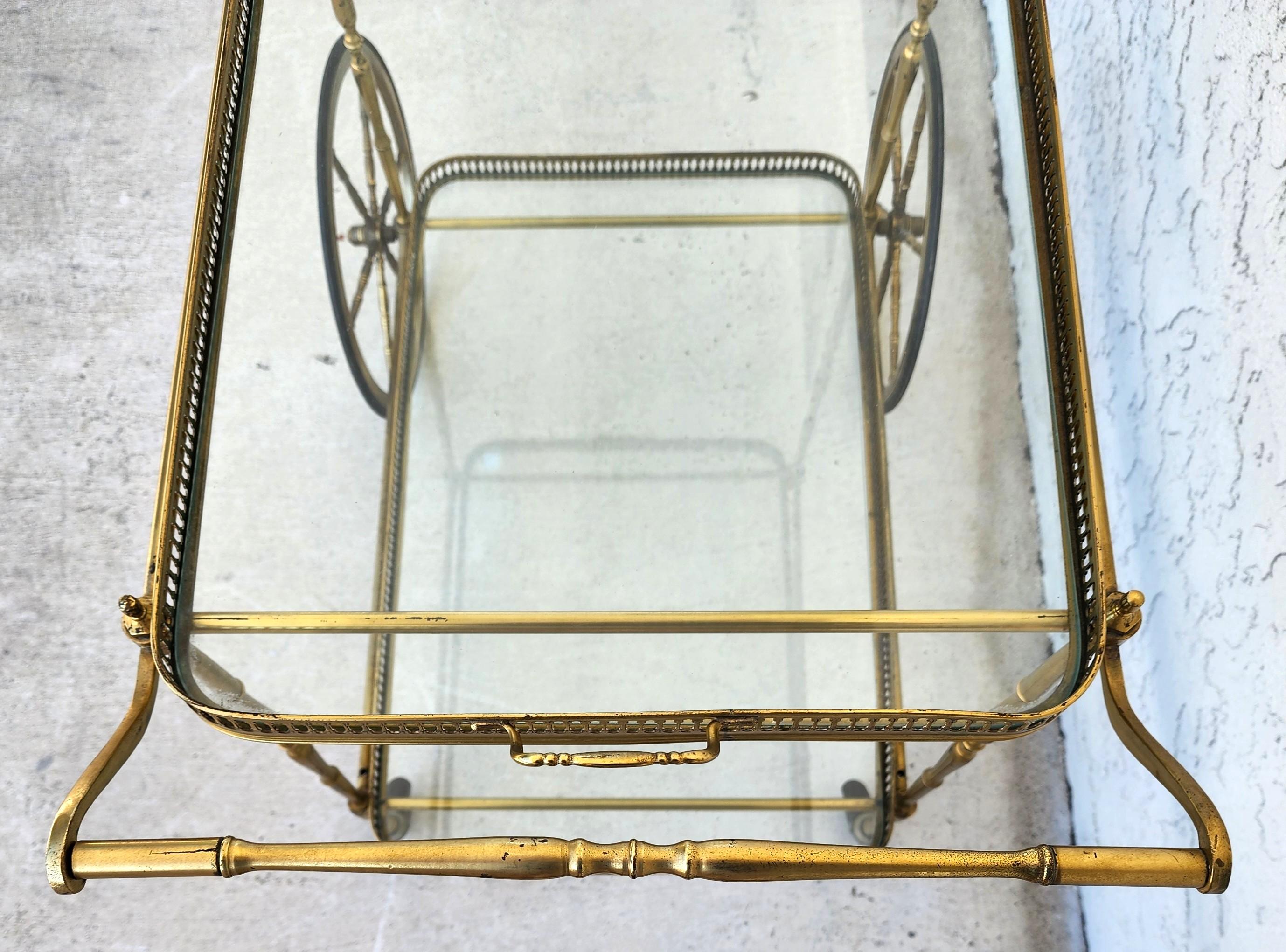 Vintage French Bar Serving Tea Cart with Serving Tray For Sale 7