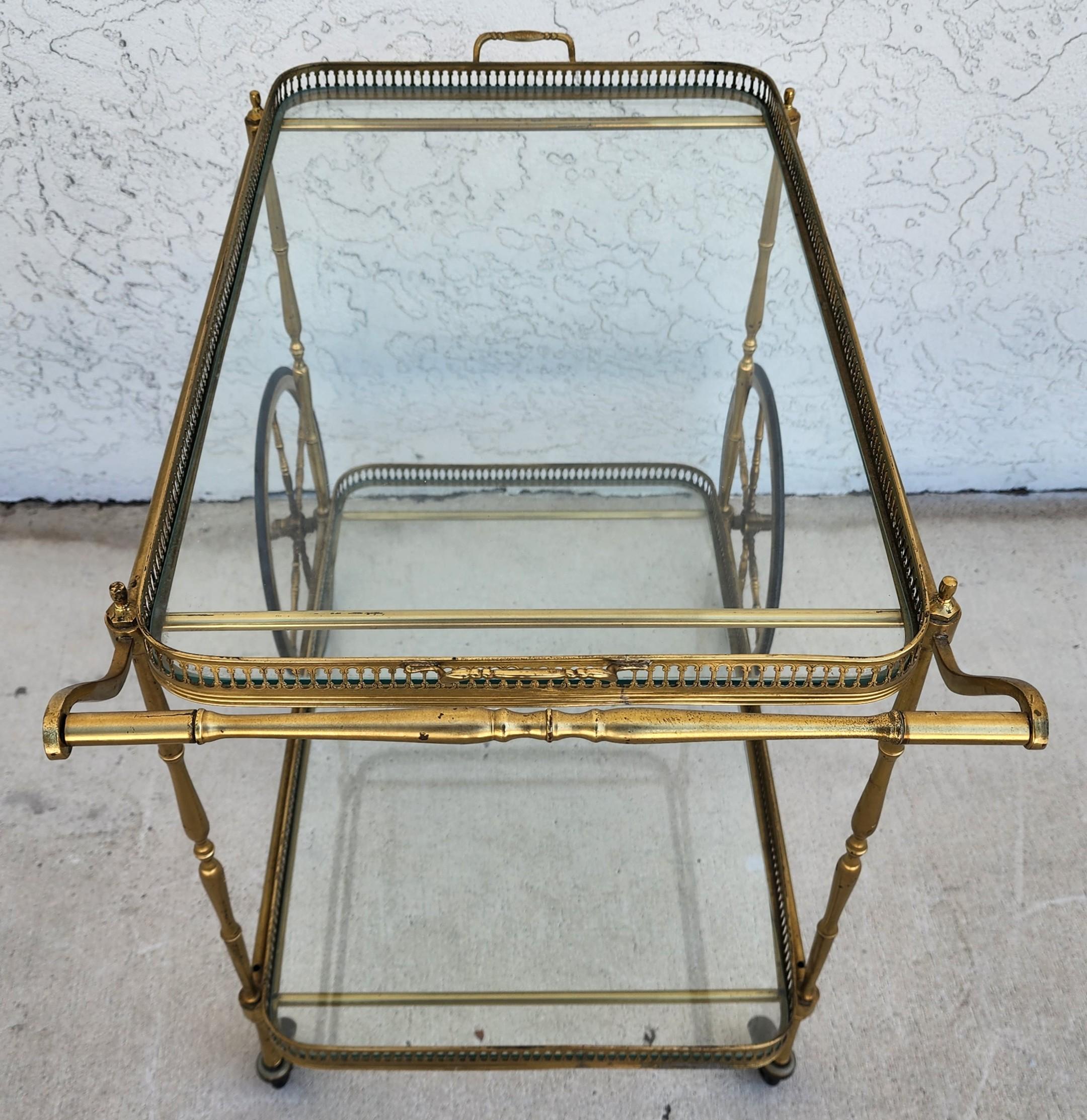 Vintage French Bar Serving Tea Cart with Serving Tray For Sale 9