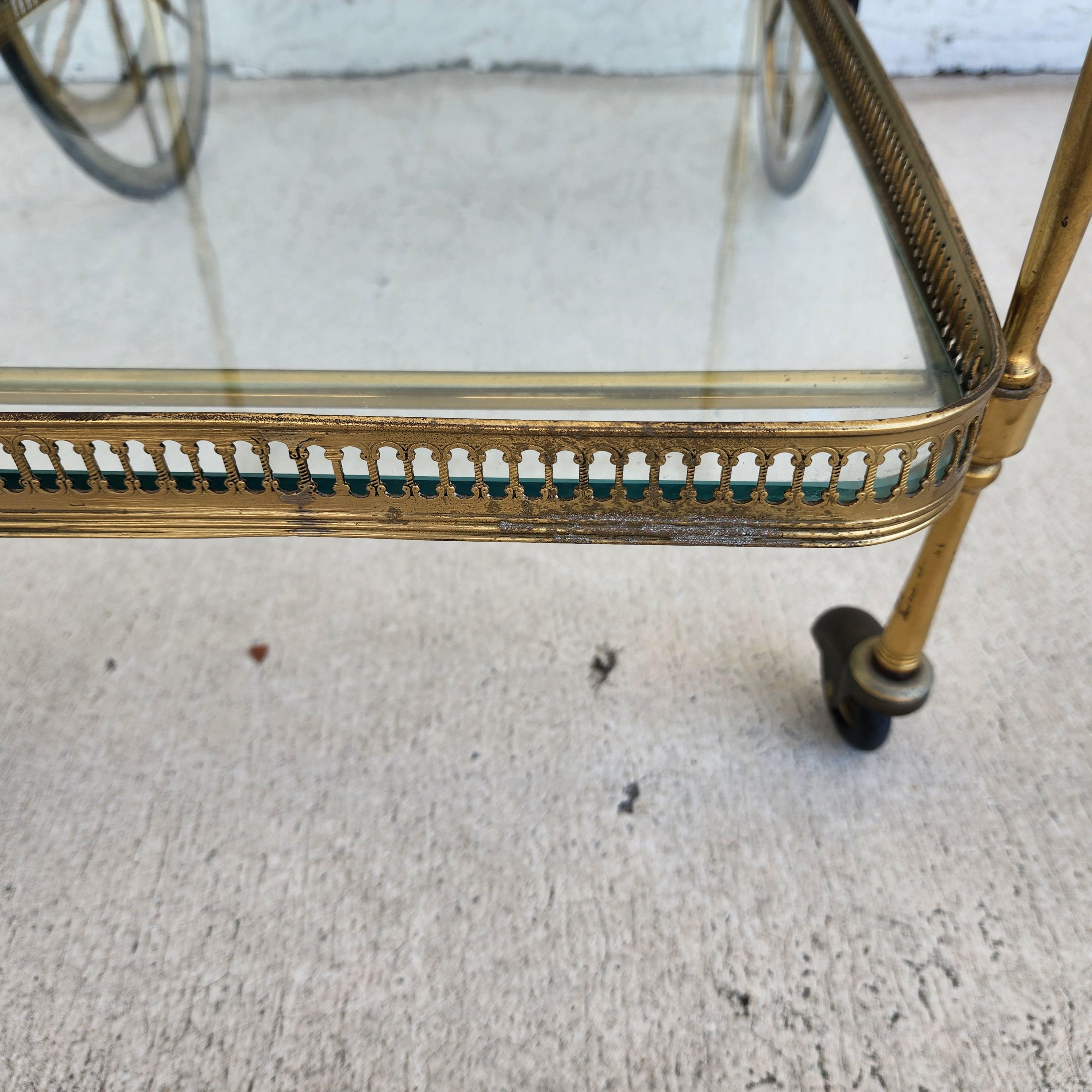 Vintage French Bar Serving Tea Cart with Serving Tray For Sale 10