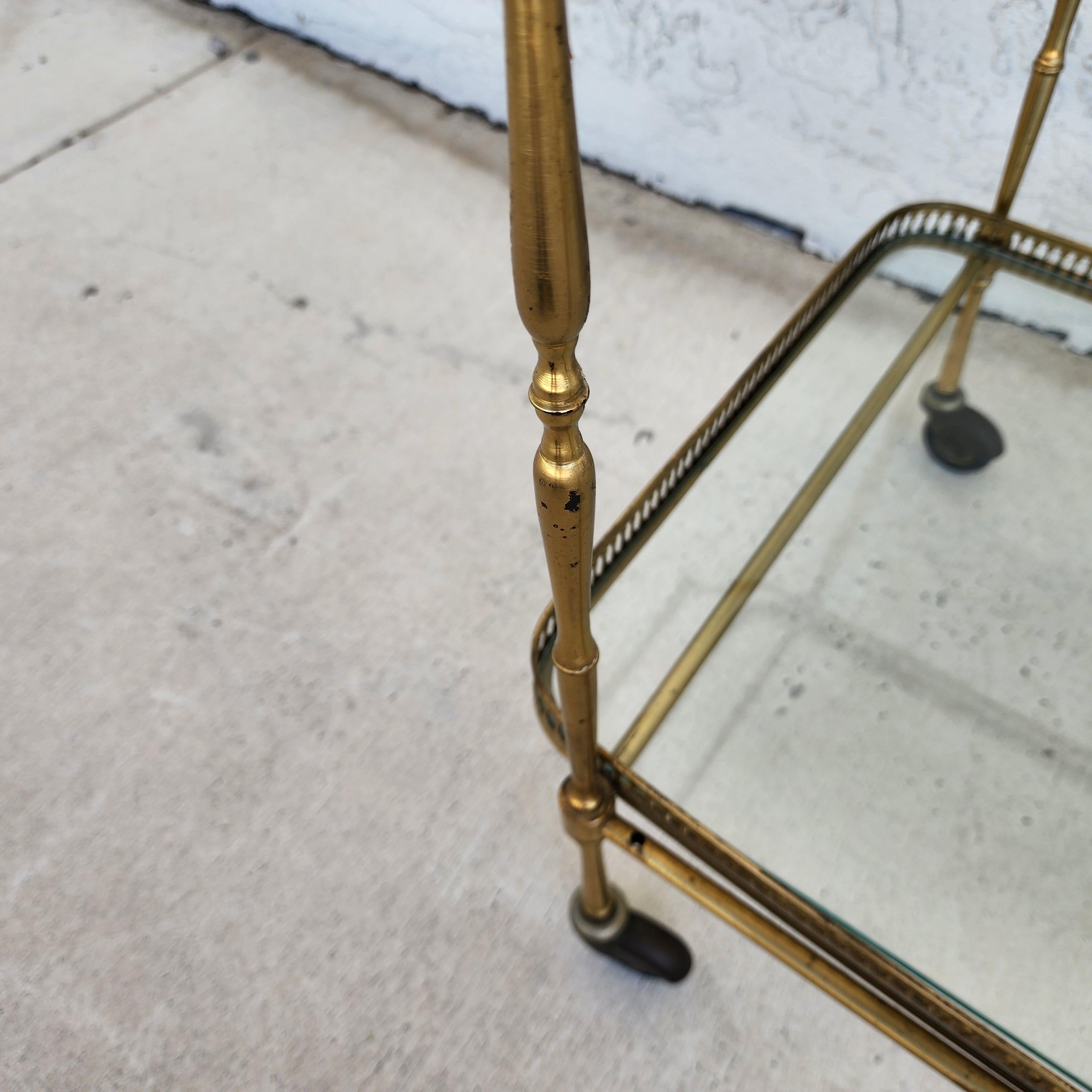 Vintage French Bar Serving Tea Cart with Serving Tray For Sale 13
