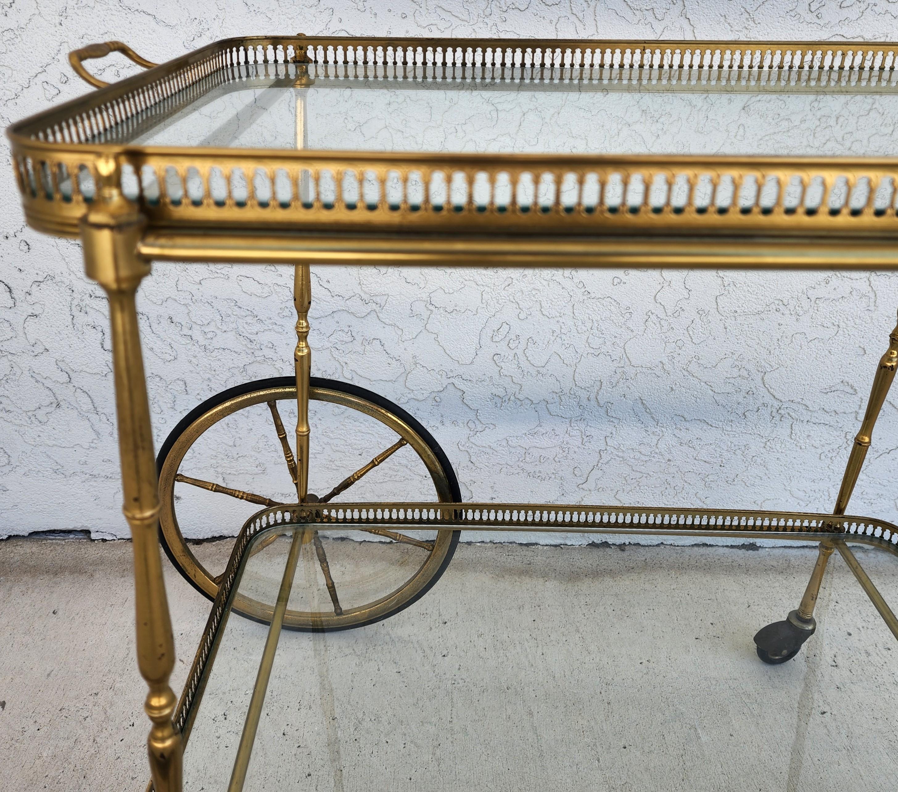 Vintage French Bar Serving Tea Cart with Serving Tray For Sale 1