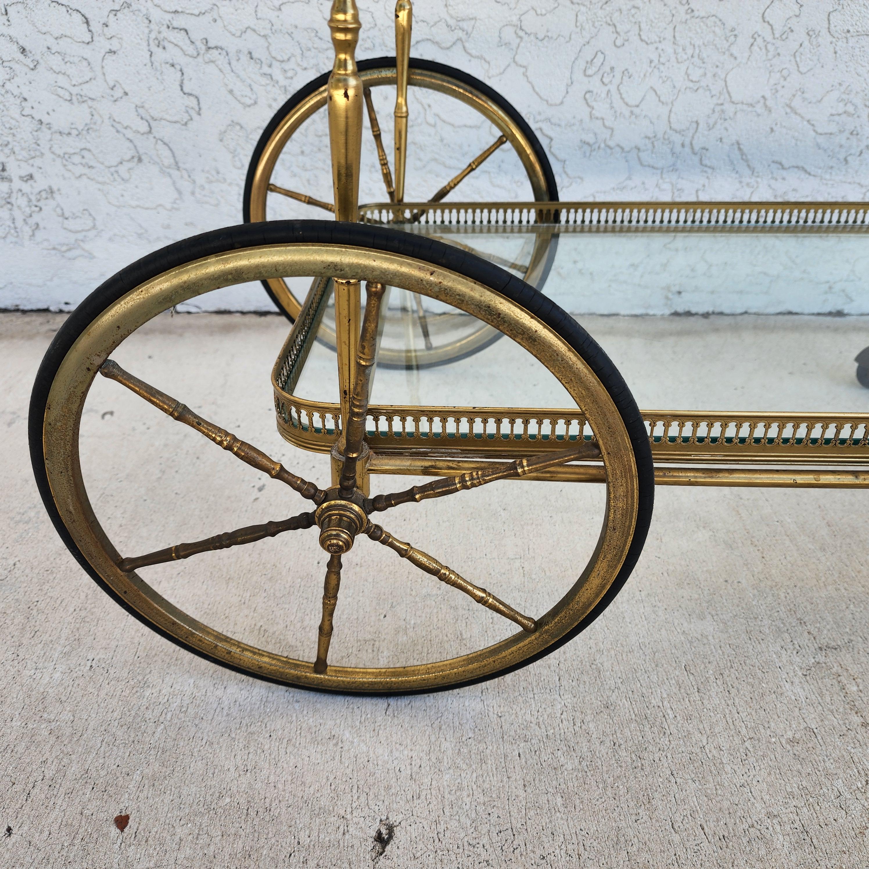 Vintage French Bar Serving Tea Cart with Serving Tray For Sale 2