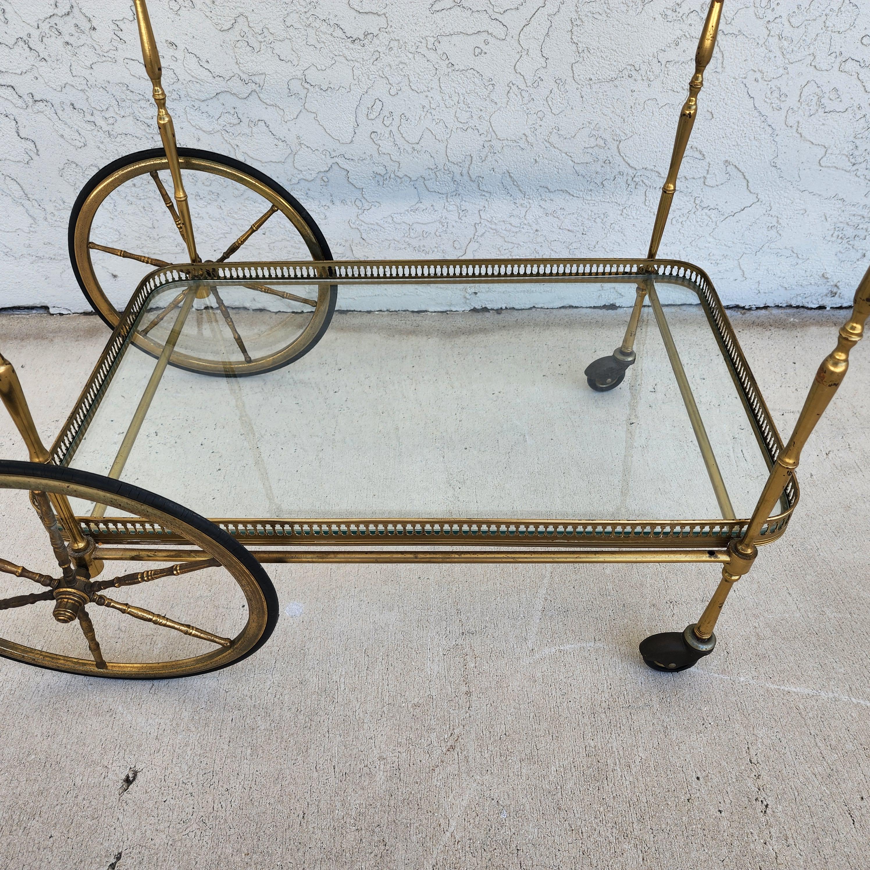 Vintage French Bar Serving Tea Cart with Serving Tray For Sale 3