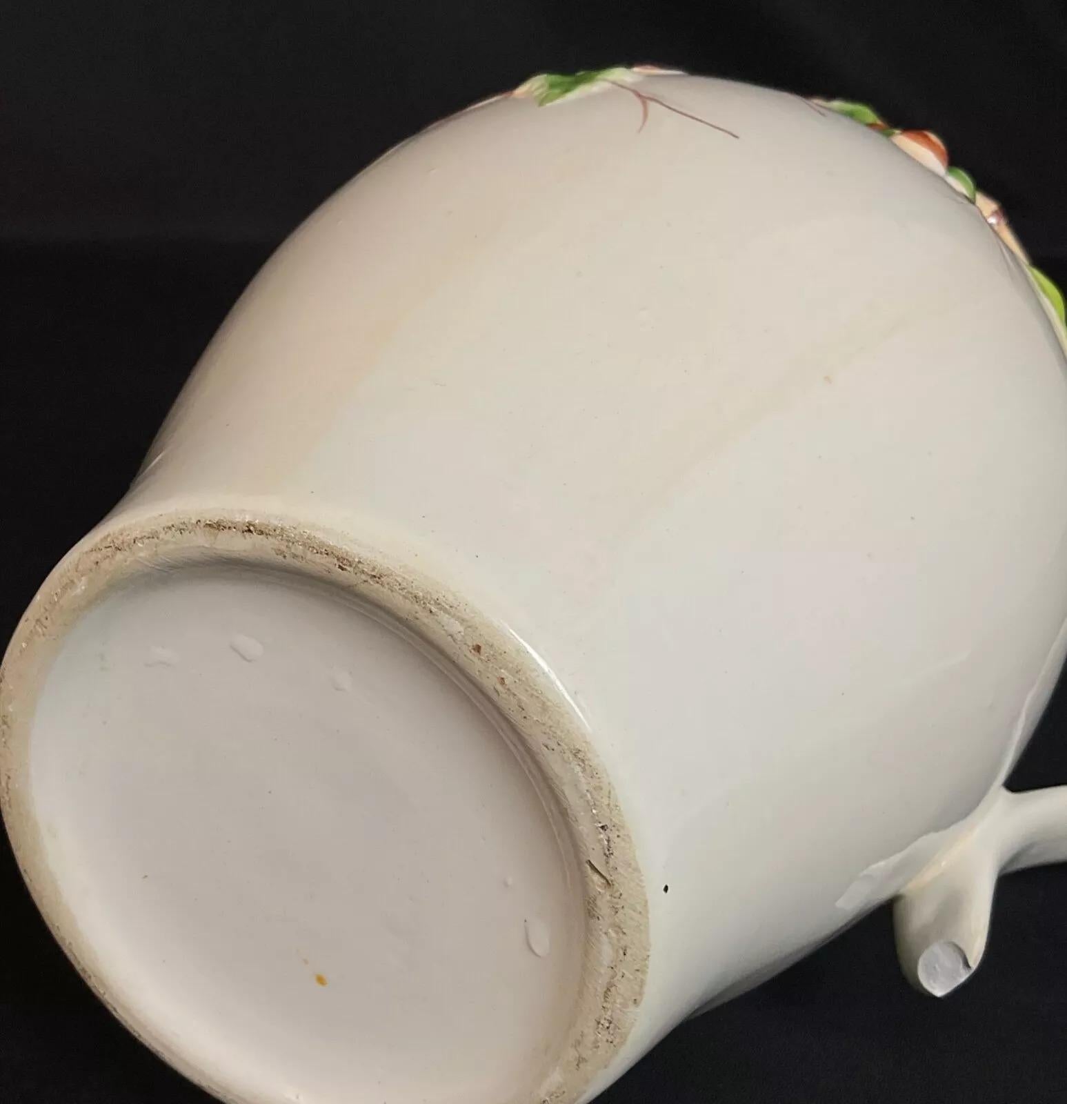 Vintage French Barbotine Earthenware Basin & Jug Set - 2Y587 For Sale 6