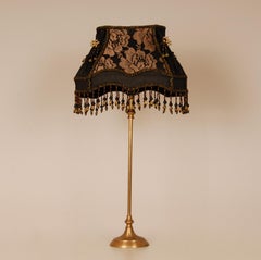 Vintage French Baroque Lamp Fringed Beaded 1970s Gold and Black