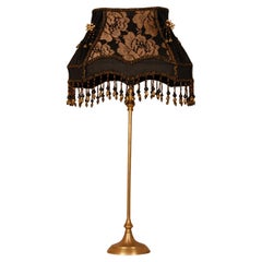 Lampe baroque française vintage à franges perlées 1970 or et noir