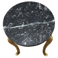 Vintage French Baroque Style Ornate Gilt-Bronze Base Marble Top Coffee Table wit