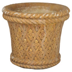 Vintage French Basketweave Concrete Planter Extremely Heavy and Survives Winters